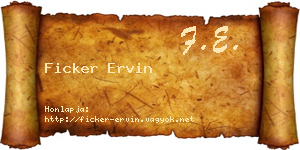 Ficker Ervin névjegykártya